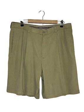Tommy Bahama 💯 % Silk Tan Relax Pleated Mens Shorts Size 36